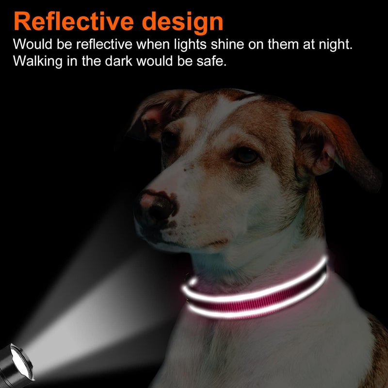 Joytale Reflective Dog Collar,Soft Neoprene Padded Breathable Nylon Pet Collar Adjustable for Medium Dogs,Hotpink,M - Image 5